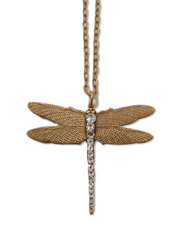 Gold Dragonfly with Crystals