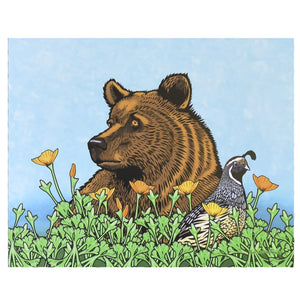Print Grizzly with Poppies