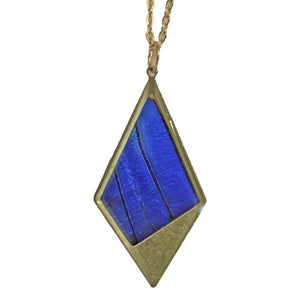 Blue Morpho Wing Rhombus Necklace