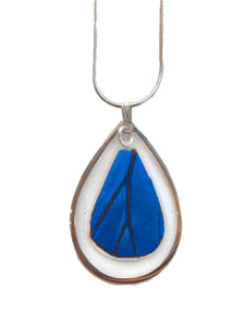 Blue Morpho Wing Teardrop Necklace