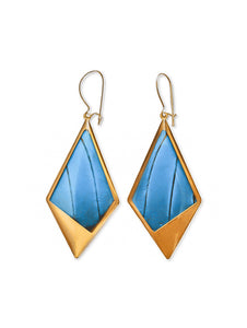 Blue Morpho Wing Rhombus Earrings