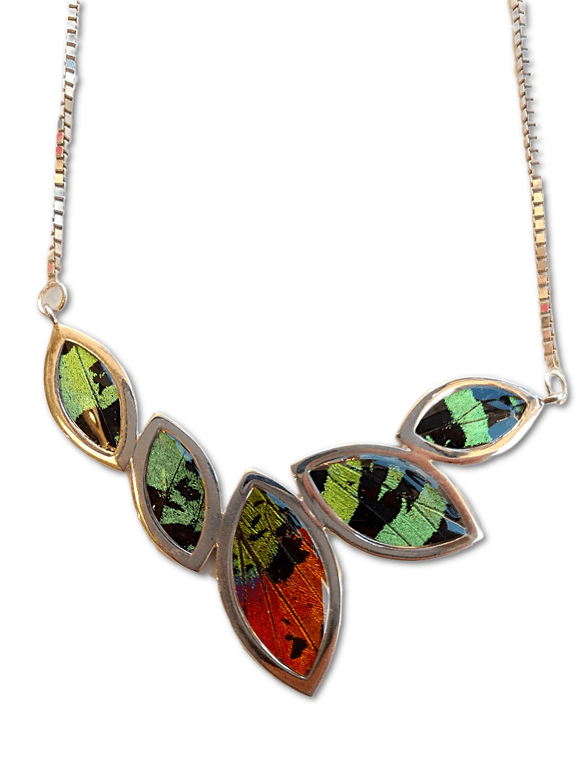 Sunset Moth Wing Oval Necklace